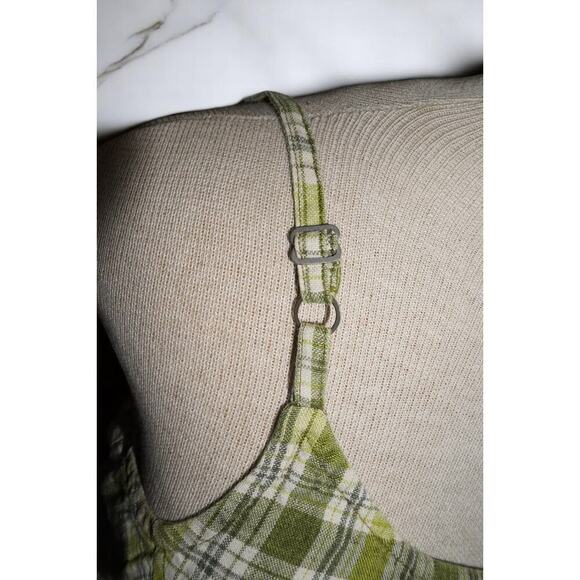 Y2K Green Plaid Linen Mini Dress - Evolution - Size S - Picture 4 of 9